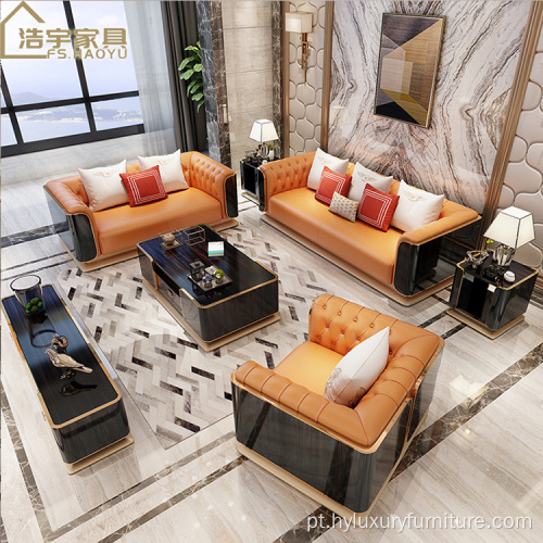 Mobília do lobby do hotel sala de estar sofás de couro de luxo conjunto sofá redondo sofás da sala de estar